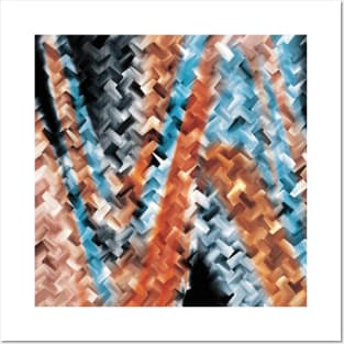 Burnt Orange And Blue Abstract Art Posters and Art